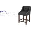 Flash Furniture Carmel Series 30″ High Transitional Tufted Walnut Barstool with Accent Nail Trim in Light Gray LeatherSoft(Charcoal Fabric)