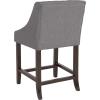 Flash Furniture Carmel Series 30″ High Transitional Tufted Walnut Barstool with Accent Nail Trim in Light Gray LeatherSoft(Dark Gray Fabric)