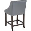 Flash Furniture Carmel Series 30″ High Transitional Tufted Walnut Barstool with Accent Nail Trim in Light Gray LeatherSoft(Light Gray Leathersoft)