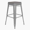 Flash Furniture Cierra 4 Pack Commercial Indoor Counter Height Stools – Silver Galvanized Steel Frame – Gray All-Weather Poly Resin Seat – 24″ High – Backless(Gray Resin Wood Seat/Silver Frame)