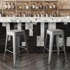 Flash Furniture Cierra 4 Pack Commercial Indoor Counter Height Stools – Silver Galvanized Steel Frame – Gray All-Weather Poly Resin Seat – 24″ High – Backless(Gray Resin Wood Seat/Silver Frame)