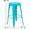 Flash Furniture Cierra 4 Pack Commercial Indoor Counter Height Stools – Silver Galvanized Steel Frame – Gray All-Weather Poly Resin Seat – 24″ High – Backless(Teal-blue Resin Wood Seat/Teal Frame)