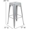 Flash Furniture Cierra 4 Pack Commercial Indoor Counter Height Stools – Silver Galvanized Steel Frame – Gray All-Weather Poly Resin Seat – 24″ High – Backless(Gray Resin Wood Seat/Silver Frame)