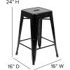 Flash Furniture Cierra 4 Pack Commercial Indoor Counter Height Stools – Silver Galvanized Steel Frame – Gray All-Weather Poly Resin Seat – 24″ High – Backless(Black/Black)