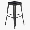 Flash Furniture Cierra 4 Pack Commercial Indoor Counter Height Stools – Silver Galvanized Steel Frame – Gray All-Weather Poly Resin Seat – 24″ High – Backless(Black Resin Wood Seat/Black Frame)