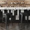 Flash Furniture Cierra 4 Pack Commercial Indoor Counter Height Stools – Silver Galvanized Steel Frame – Gray All-Weather Poly Resin Seat – 24″ High – Backless(Black Resin Wood Seat/Black Frame)