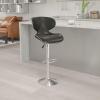 Flash Furniture Devin Contemporary Cozy Mid-Back Black Vinyl Adjustable Height Barstool with Chrome Base(Black)