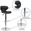 Flash Furniture Devin Contemporary Cozy Mid-Back Black Vinyl Adjustable Height Barstool with Chrome Base(Black)