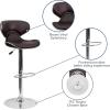 Flash Furniture Devin Contemporary Cozy Mid-Back Black Vinyl Adjustable Height Barstool with Chrome Base(Brown)