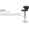 Flash Furniture Devin Contemporary Cozy Mid-Back Black Vinyl Adjustable Height Barstool with Chrome Base(Brown)