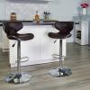 Flash Furniture Devin Contemporary Cozy Mid-Back Black Vinyl Adjustable Height Barstool with Chrome Base(Brown)