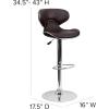 Flash Furniture Devin Contemporary Cozy Mid-Back Black Vinyl Adjustable Height Barstool with Chrome Base(Brown)