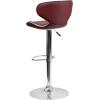 Flash Furniture Devin Contemporary Cozy Mid-Back Black Vinyl Adjustable Height Barstool with Chrome Base(Burgundy)