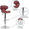 Flash Furniture Devin Contemporary Cozy Mid-Back Black Vinyl Adjustable Height Barstool with Chrome Base(Burgundy)