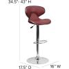 Flash Furniture Devin Contemporary Cozy Mid-Back Black Vinyl Adjustable Height Barstool with Chrome Base(Burgundy)