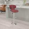 Flash Furniture Devin Contemporary Cozy Mid-Back Black Vinyl Adjustable Height Barstool with Chrome Base(Burgundy)