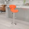 Flash Furniture Devin Contemporary Cozy Mid-Back Black Vinyl Adjustable Height Barstool with Chrome Base(Orange)