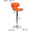 Flash Furniture Devin Contemporary Cozy Mid-Back Black Vinyl Adjustable Height Barstool with Chrome Base(Orange)