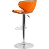 Flash Furniture Devin Contemporary Cozy Mid-Back Black Vinyl Adjustable Height Barstool with Chrome Base(Orange)