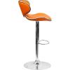 Flash Furniture Devin Contemporary Cozy Mid-Back Black Vinyl Adjustable Height Barstool with Chrome Base(Orange)