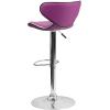 Flash Furniture Devin Contemporary Cozy Mid-Back Black Vinyl Adjustable Height Barstool with Chrome Base(Purple)