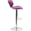 Flash Furniture Devin Contemporary Cozy Mid-Back Black Vinyl Adjustable Height Barstool with Chrome Base(Purple)