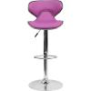 Flash Furniture Devin Contemporary Cozy Mid-Back Black Vinyl Adjustable Height Barstool with Chrome Base(Purple)