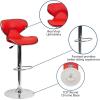 Flash Furniture Devin Contemporary Cozy Mid-Back Black Vinyl Adjustable Height Barstool with Chrome Base(Red)