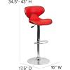 Flash Furniture Devin Contemporary Cozy Mid-Back Black Vinyl Adjustable Height Barstool with Chrome Base(Red)