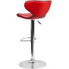 Flash Furniture Devin Contemporary Cozy Mid-Back Black Vinyl Adjustable Height Barstool with Chrome Base(Red)