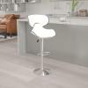 Flash Furniture Devin Contemporary Cozy Mid-Back Black Vinyl Adjustable Height Barstool with Chrome Base(White)