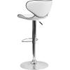 Flash Furniture Devin Contemporary Cozy Mid-Back Black Vinyl Adjustable Height Barstool with Chrome Base(White)