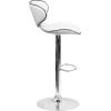 Flash Furniture Devin Contemporary Cozy Mid-Back Black Vinyl Adjustable Height Barstool with Chrome Base(White)