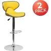 Flash Furniture Devin Contemporary Cozy Mid-Back Black Vinyl Adjustable Height Barstool with Chrome Base(Yellow)