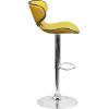 Flash Furniture Devin Contemporary Cozy Mid-Back Black Vinyl Adjustable Height Barstool with Chrome Base(Yellow)
