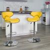 Flash Furniture Devin Contemporary Cozy Mid-Back Black Vinyl Adjustable Height Barstool with Chrome Base(Yellow)