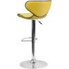 Flash Furniture Devin Contemporary Cozy Mid-Back Black Vinyl Adjustable Height Barstool with Chrome Base(Yellow)