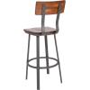 Flash Furniture Flint Series Commercial Restaurant Barstool, Wood Seat/Back, Powder Coat Frame, Antique Copper/Gray(Rustic Walnut)
