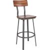 Flash Furniture Flint Series Commercial Restaurant Barstool, Wood Seat/Back, Powder Coat Frame, Antique Copper/Gray(Rustic Walnut)