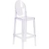 Flash Furniture Ghost Barstool with Oval Back in Transparent Crystal(1 Pack)