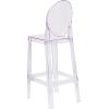 Flash Furniture Ghost Barstool with Oval Back in Transparent Crystal(4 Pack)