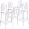 Flash Furniture Ghost Barstool with Oval Back in Transparent Crystal(4 Pack)