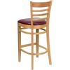 Flash Furniture HERCULES Series Ladder Back Natural Wood Restaurant Barstool – Burgundy Vinyl Seat