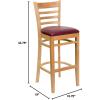 Flash Furniture HERCULES Series Ladder Back Natural Wood Restaurant Barstool – Burgundy Vinyl Seat
