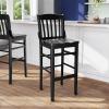 Flash Furniture HERCULES Series School House Back Walnut Wood Restaurant Barstool(Black)