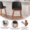 Flash Furniture Julia Set of 2 Transitional Counter Stools – Black LeatherSoft Upholstery – Silver Nailhead Trim – 24 Inch – Walnut Finish Wood Frames