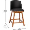 Flash Furniture Julia Set of 2 Transitional Counter Stools – Black LeatherSoft Upholstery – Silver Nailhead Trim – 24 Inch – Walnut Finish Wood Frames