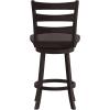 Flash Furniture Liesel Commercial Grade Classic Ladderback Barstool – Gray Wash Walnut Solid Wood Frame – Counter Height – 360° Swivel Seat – Integrated Footrest(Gray Wash Walnut)