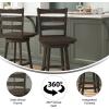 Flash Furniture Liesel Commercial Grade Classic Ladderback Barstool – Gray Wash Walnut Solid Wood Frame – Counter Height – 360° Swivel Seat – Integrated Footrest(Gray Wash Walnut)