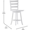 Flash Furniture Liesel Commercial Grade Classic Ladderback Barstool – Gray Wash Walnut Solid Wood Frame – Counter Height – 360° Swivel Seat – Integrated Footrest(White Wash)